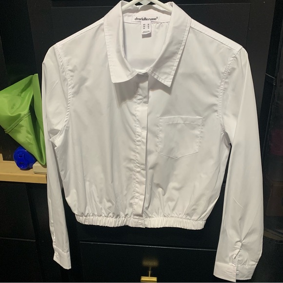 Charlotte Russe White Cropped Bomber Jacket Top. Size M. NWOT - Picture 11 of 11